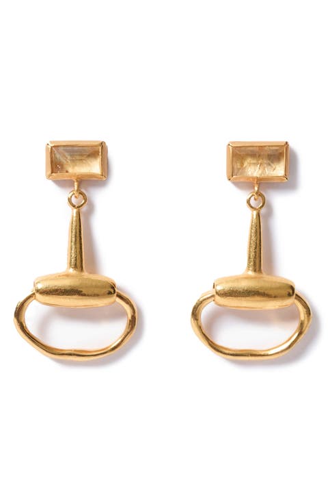 Citrine Horsebit Drop Earrings