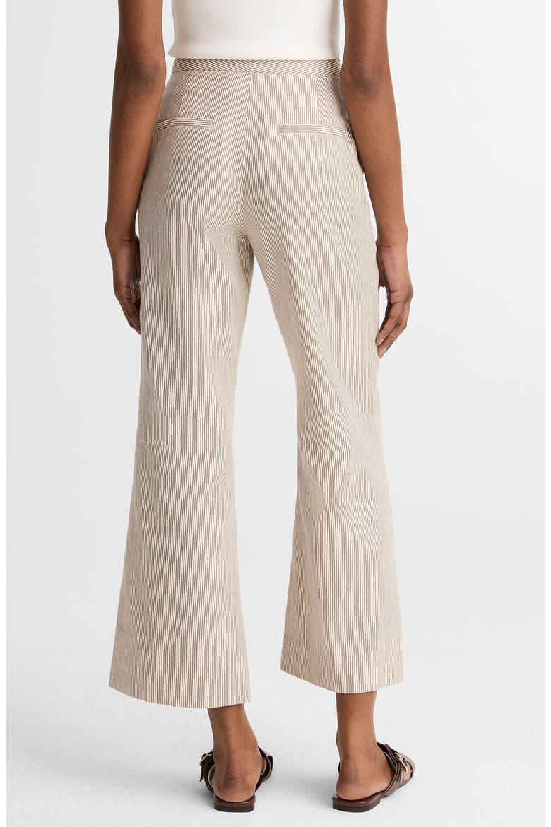 Ticking Stripe Crop Flare Linen & Cotton Pants, Alternate, color, TAUPE WOOD