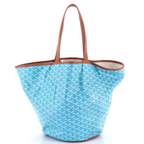 Pre-owned Goyard Goyard Belharra Reversible Tote Coated Canvas In Blue