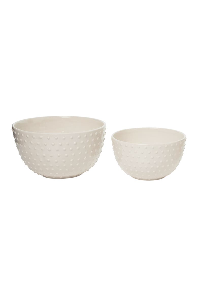 Dolomite 11 Inch White Dotted Hobnail Mixing Bowls Set of 2, Alternate, color, White