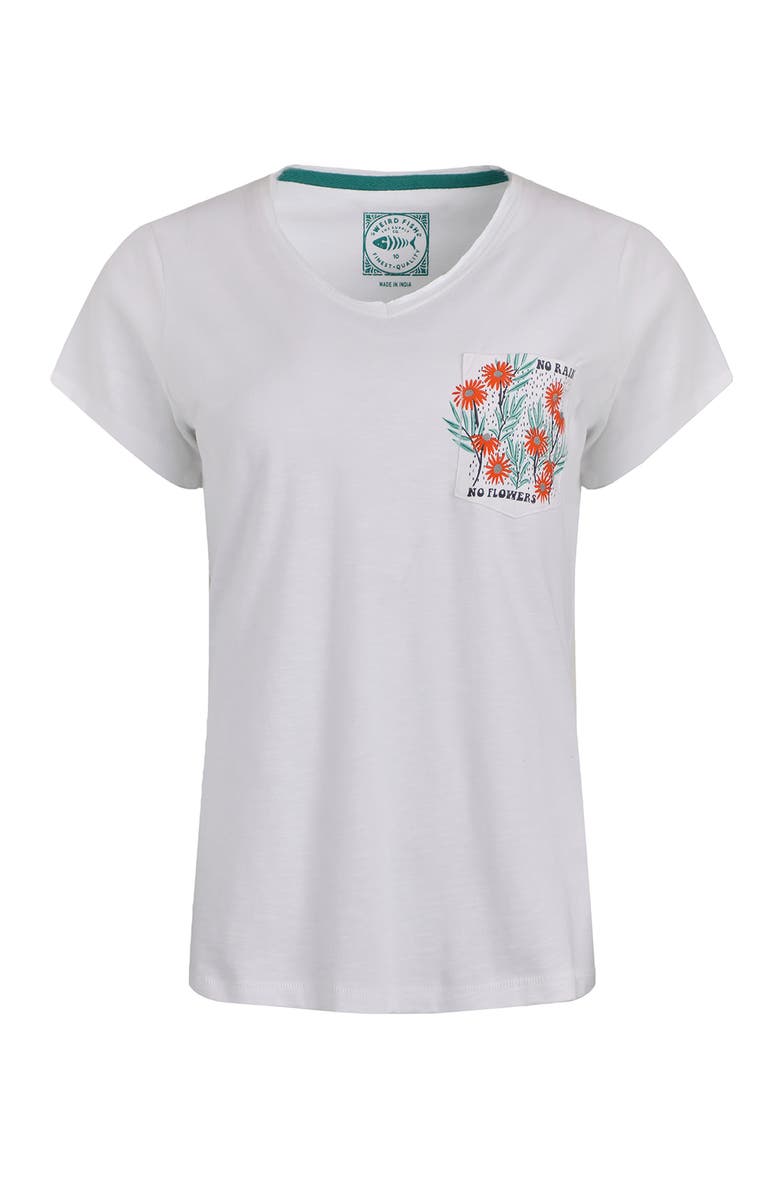 Weird Fish No Rain No Flowers Slub Pocket T-Shirt, Alternate, color, White