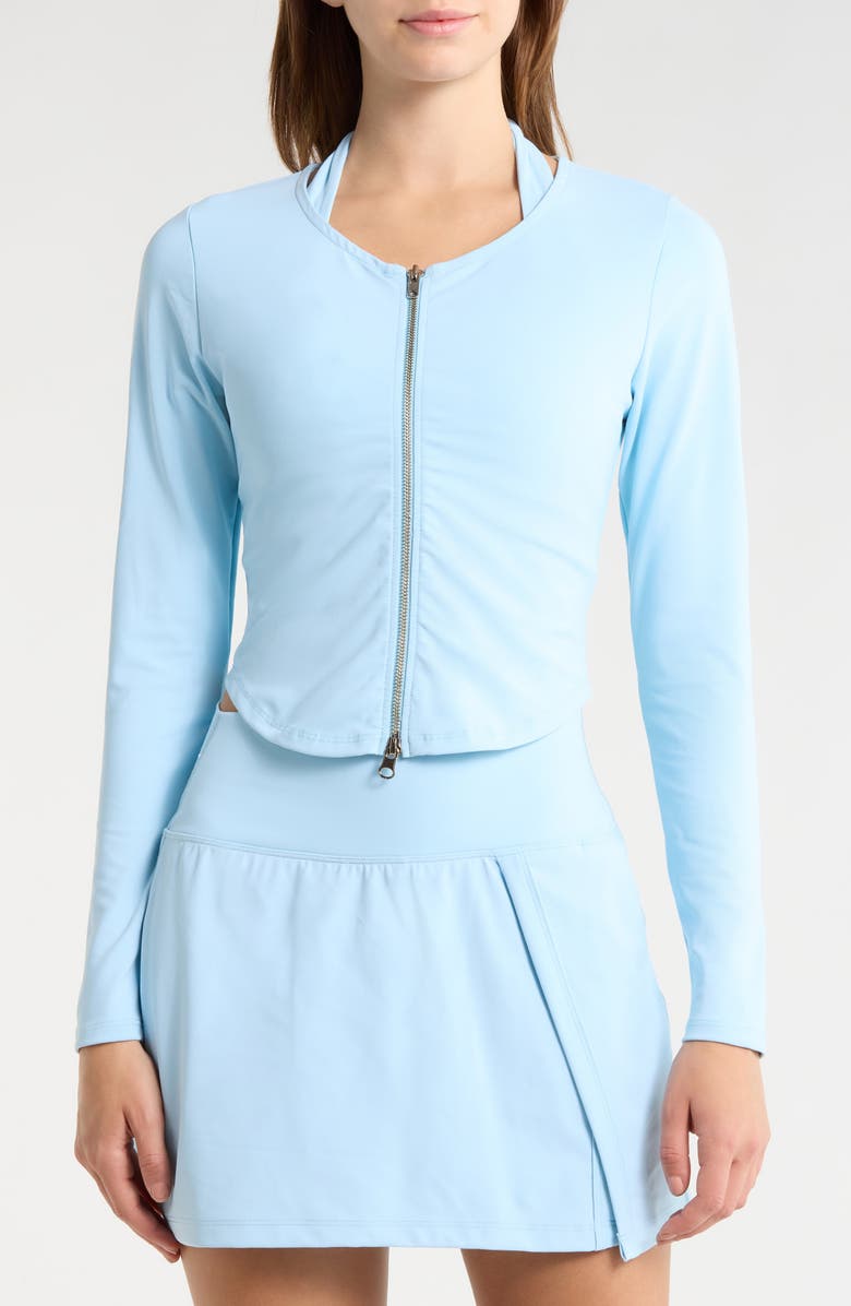 Year of Ours Crop Zip Cardigan, Alternate, color, Sky