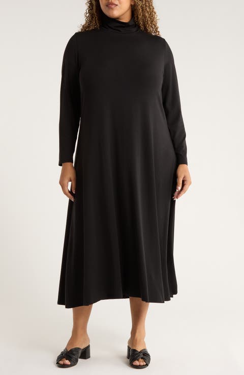Long Sleeve Jersey Maxi Dress (Plus)