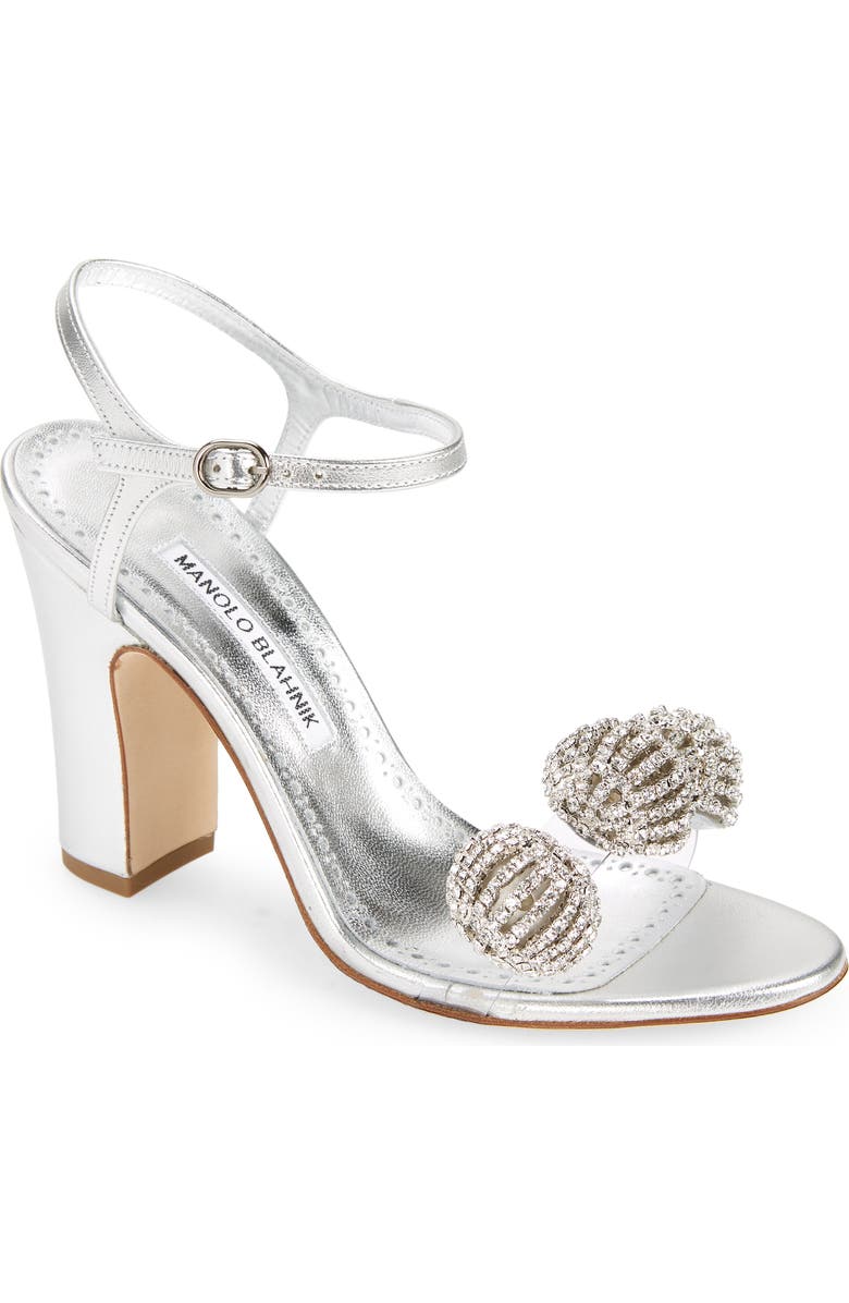 Manolo Blahnik Elhob Metallic Sandal, Main, color,