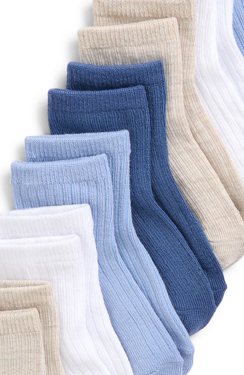 Capelli New York Assorted 8-Pack Rib Grippy Crew Socks, Alternate, color, Blue Combo