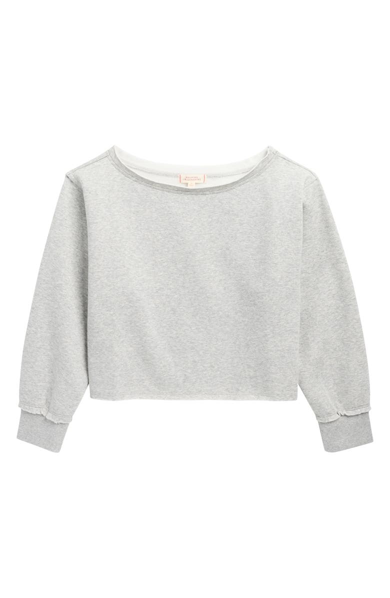 Walking on Sunshine Kids' Oversize Crop Sweatshirt, Main, color, Heather Grey