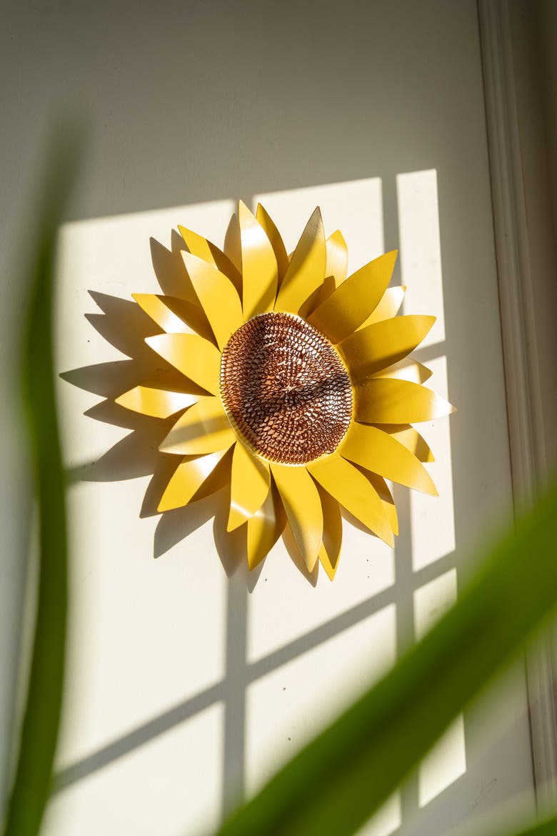 Sunflower Large Metal Wall Flower, Alternate, color, Yellow