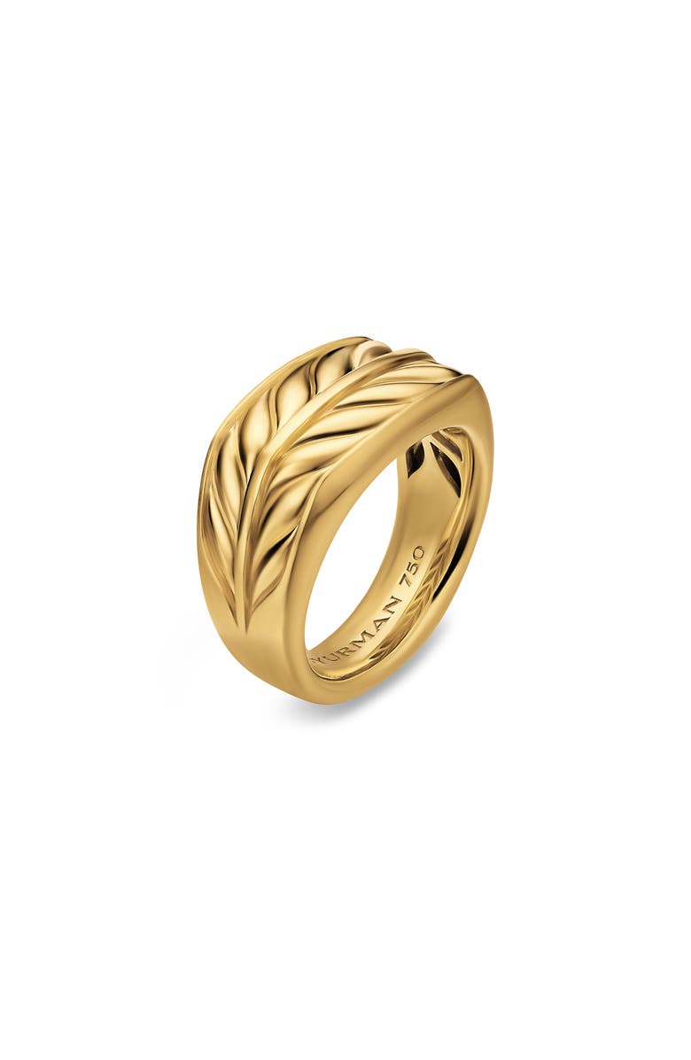 David Yurman Chevron Three Sided Signet Ring, 18K Gold, 12.5mm, Alternate, color, Gold