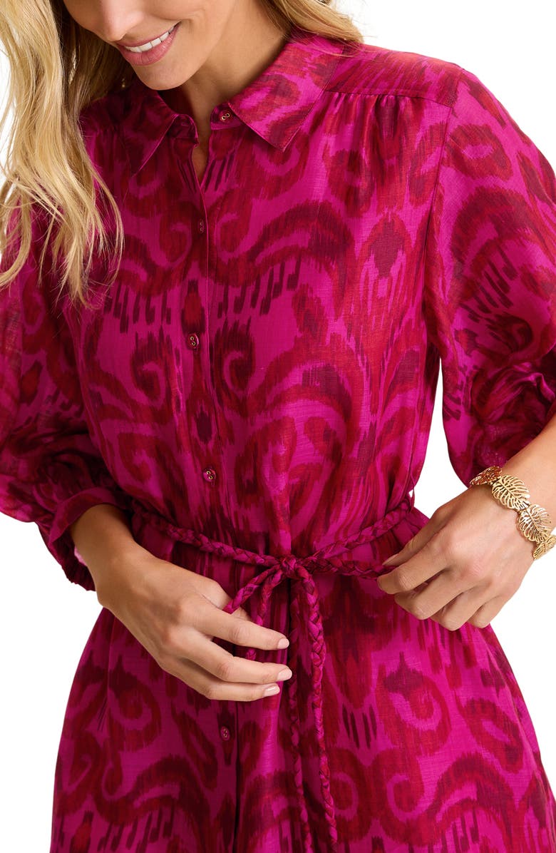 Tommy Bahama Seaside Ikat Long Sleeve Midi Shirtdress, Alternate, color, 