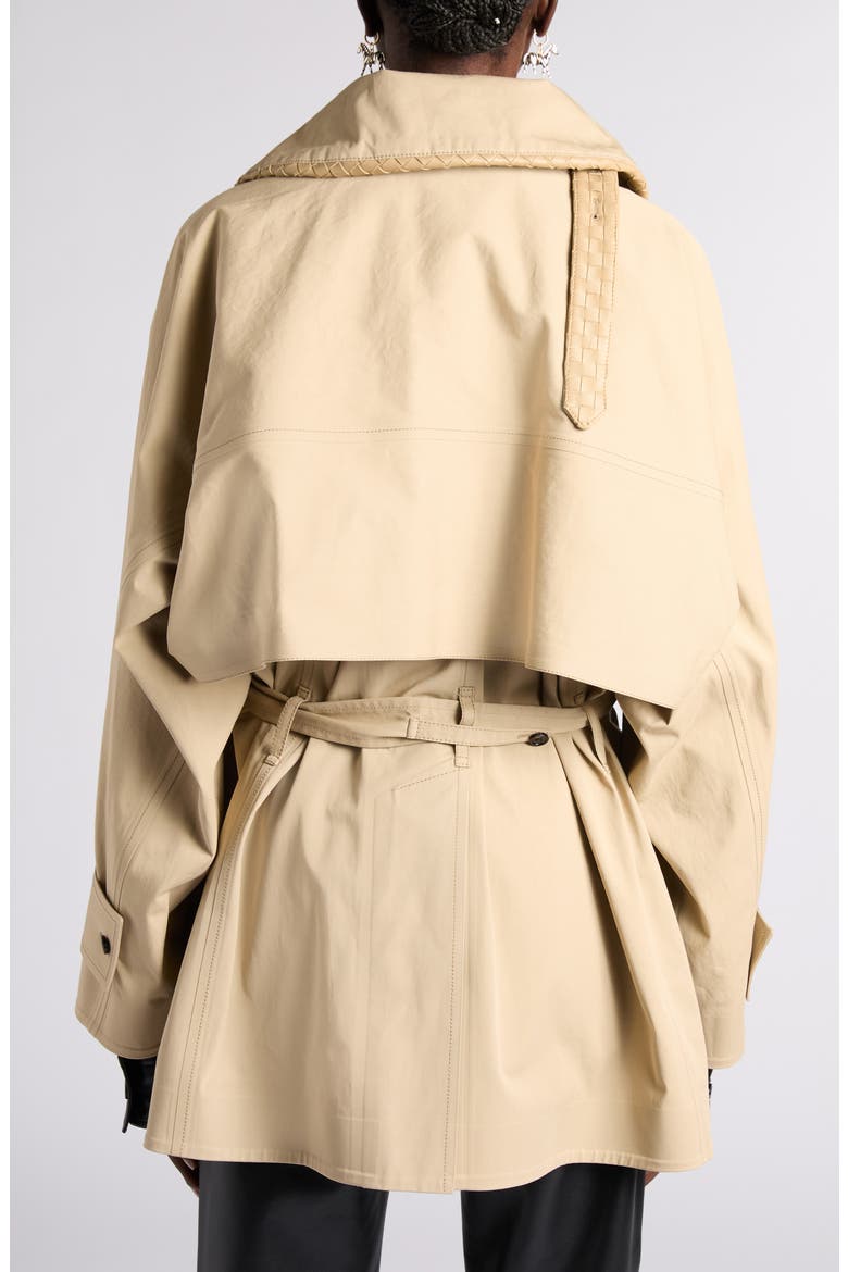 Intrecciato Leather Latch Cotton Trench Jacket, Alternate, color, 2549 SAHARA