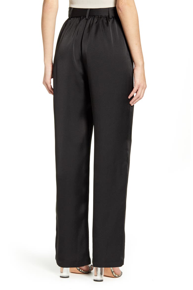 Ellyn Belted Pleated Trousers, Alternate, color, BLACK