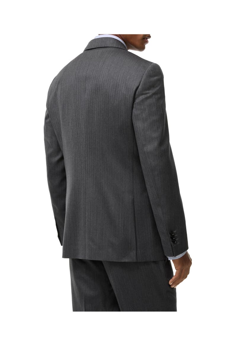 Herringbone Wool Tailored Jacket, Alternate, color, Light iron grey/black