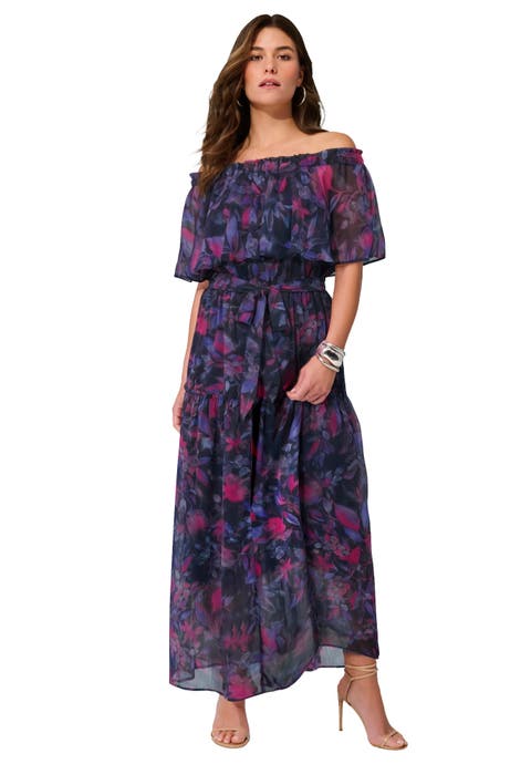 Plus Size Chiffon Off The Shoulder Maxi Dress