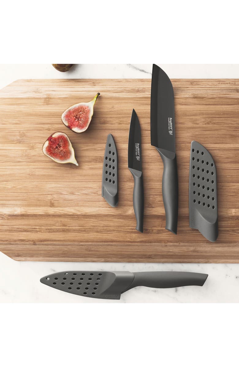 BergHOFF DiNA Vector 3-Piece Knives & Covers Set, Alternate, color, Grey