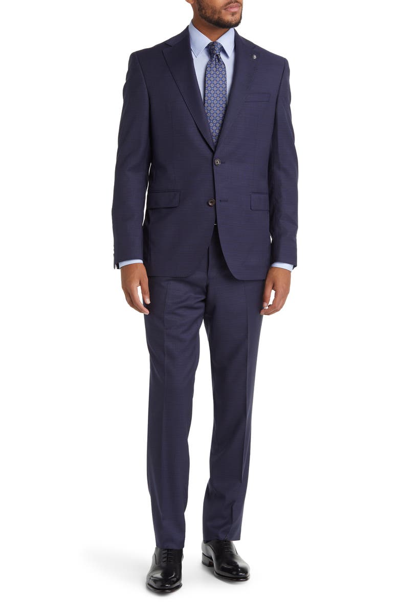 Jack Victor Esprit Navy Slub Wool Suit, Alternate, color, Navy