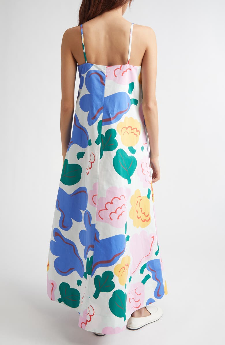 Marimekko Huvittaa Kukasta Kukkaan Floral Cotton & Linen Maxi Dress, Alternate, color, Light Green/ Green/ Blue