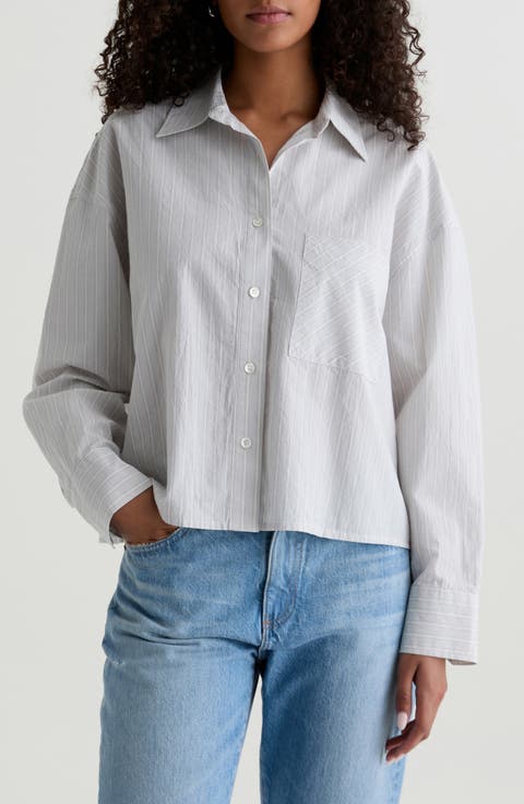 Kellen Relaxed Crop Button-Up Shirt