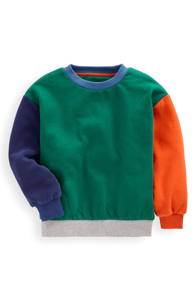 Mini Boden Kids' Colorblock Sweatshirt, Main, color, Alpine Green Colourblock