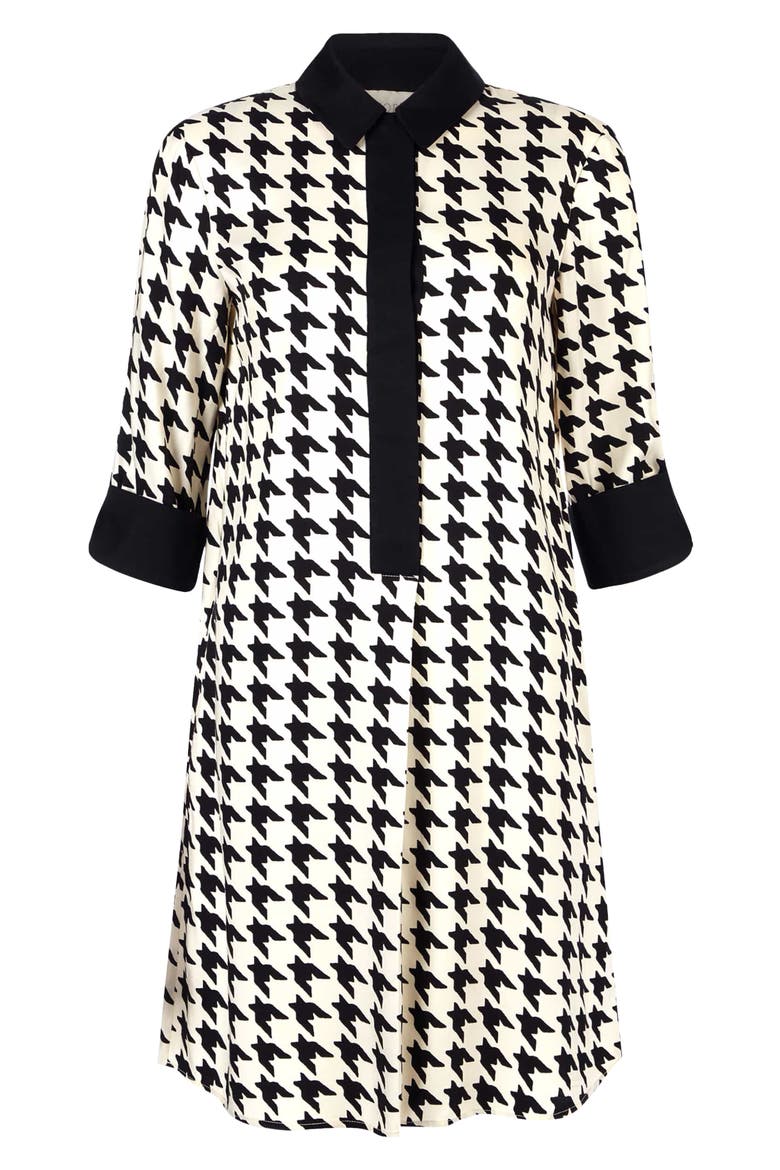 Aubery Houndstooth Check Shift Dress, Alternate, color, BUTTERMILK BLACK