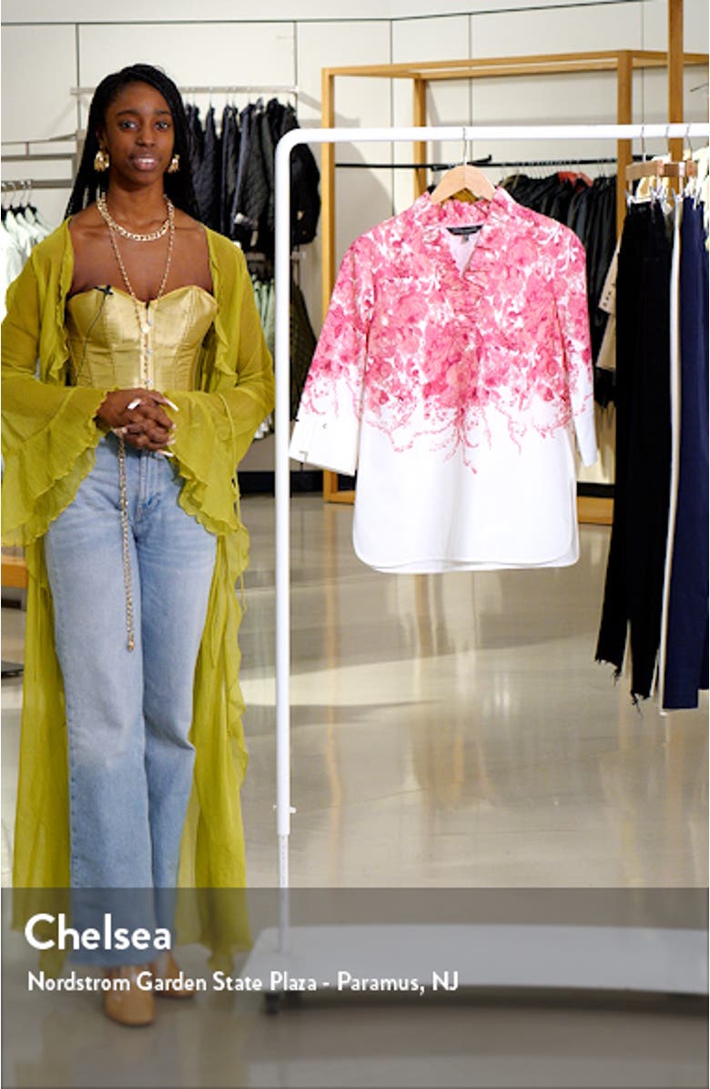 Ruffle Collar Floral Cotton Shirt, sales video thumbnail