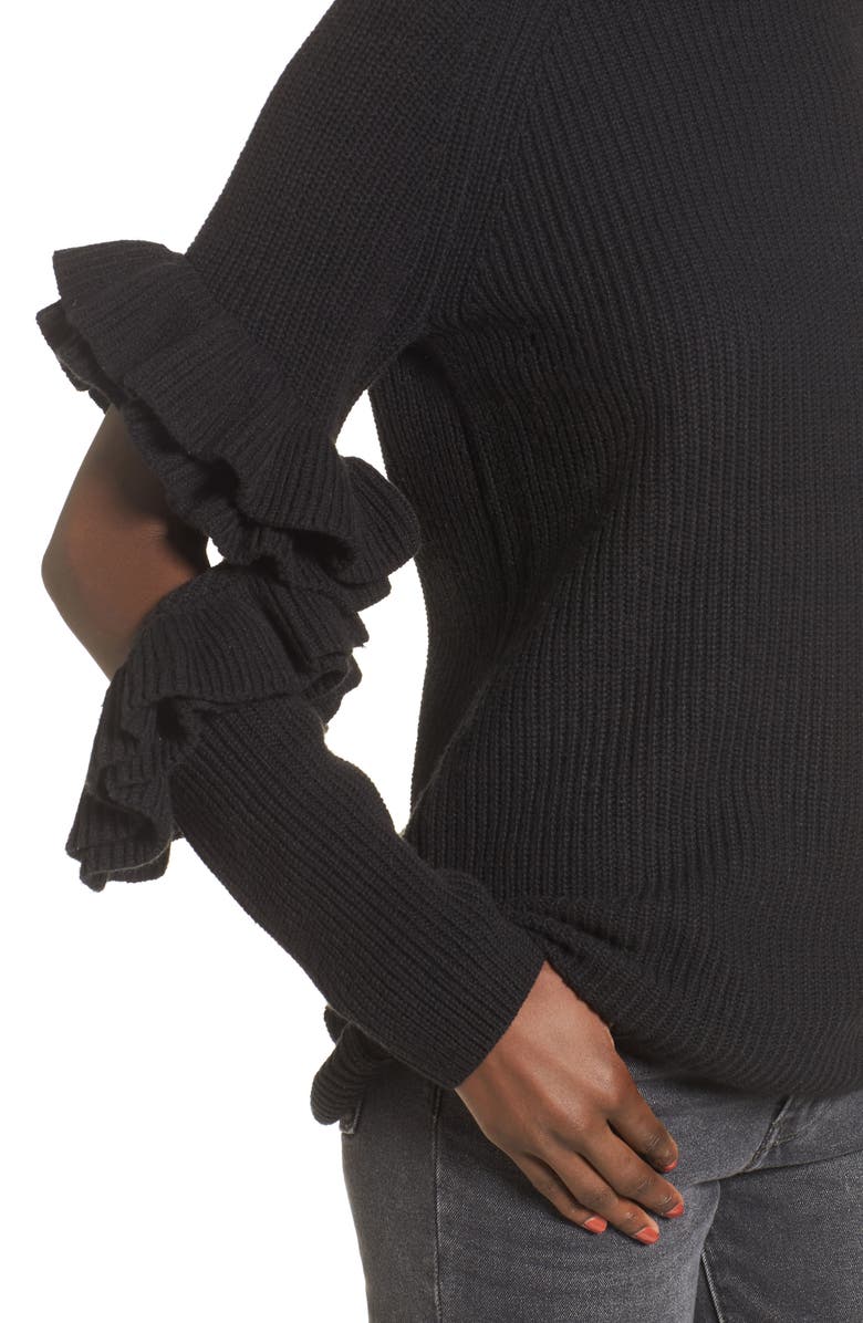 BP. Elbow Cutout Ruffle Sweater, Alternate, color,