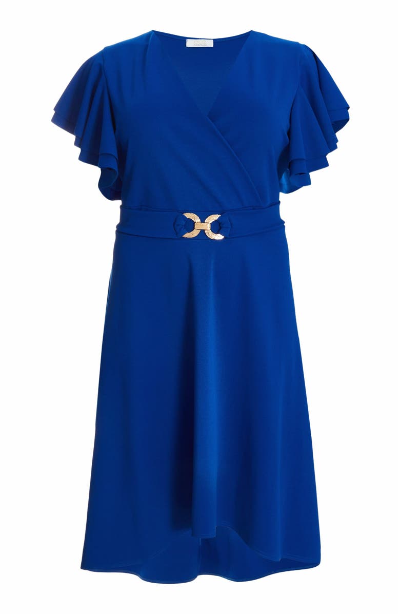 QUIZ Plus Size Buckle Dip Hem Dress, Alternate, color, 