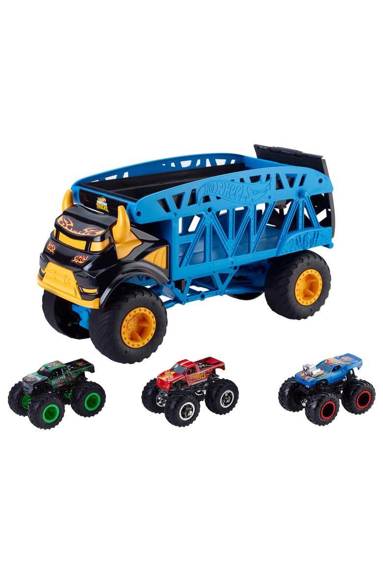 Kids' Monster Mover & Three Trucks Set, Alternate, color, BLUE/ YELLOW