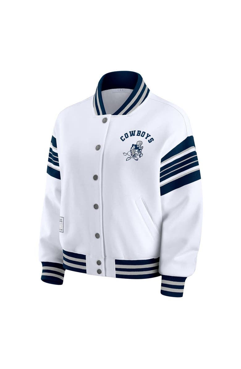WEAR by Erin Andrews Women's WEAR by Erin Andrews White Dallas Cowboys Plus Size Full-Snap Fleece Sweatshirt Jacket, Alternate, color, White