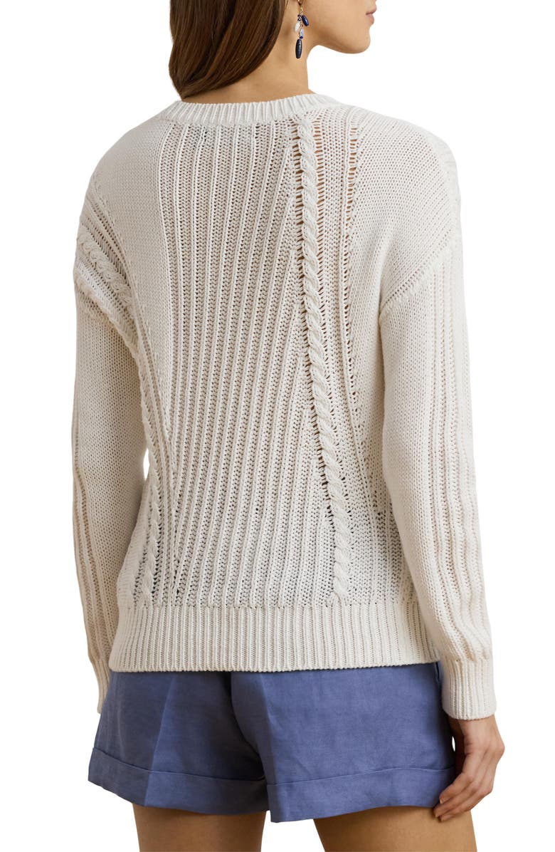 Lauren Ralph Lauren Pointelle & Cable Detail Cotton Sweater, Alternate, color,