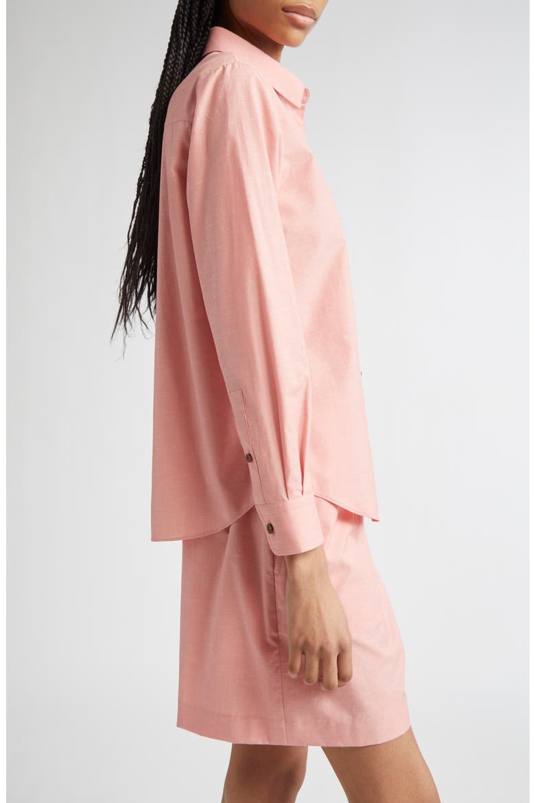 Slub Cotton Button-Up Shirt, Alternate, color, PASTEL PINK MELANGE