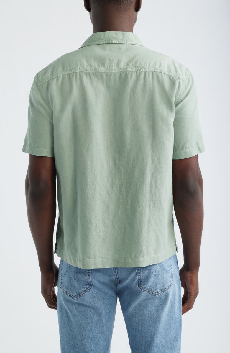 AG Foster Linen & Cotton Camp Shirt, Alternate, color, Faded Moss