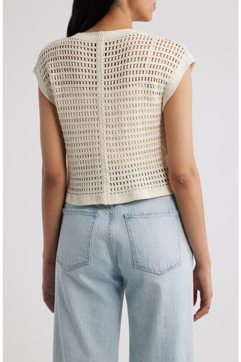 Floral Open Stitch Cotton Blend Sweater, Alternate, color, LIGHT OATMEAL