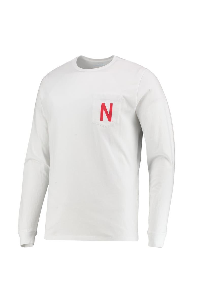 vineyard vines Men's Vineyard Vines White Nebraska Huskers Football Whale Long Sleeve T-Shirt, Alternate, color, 