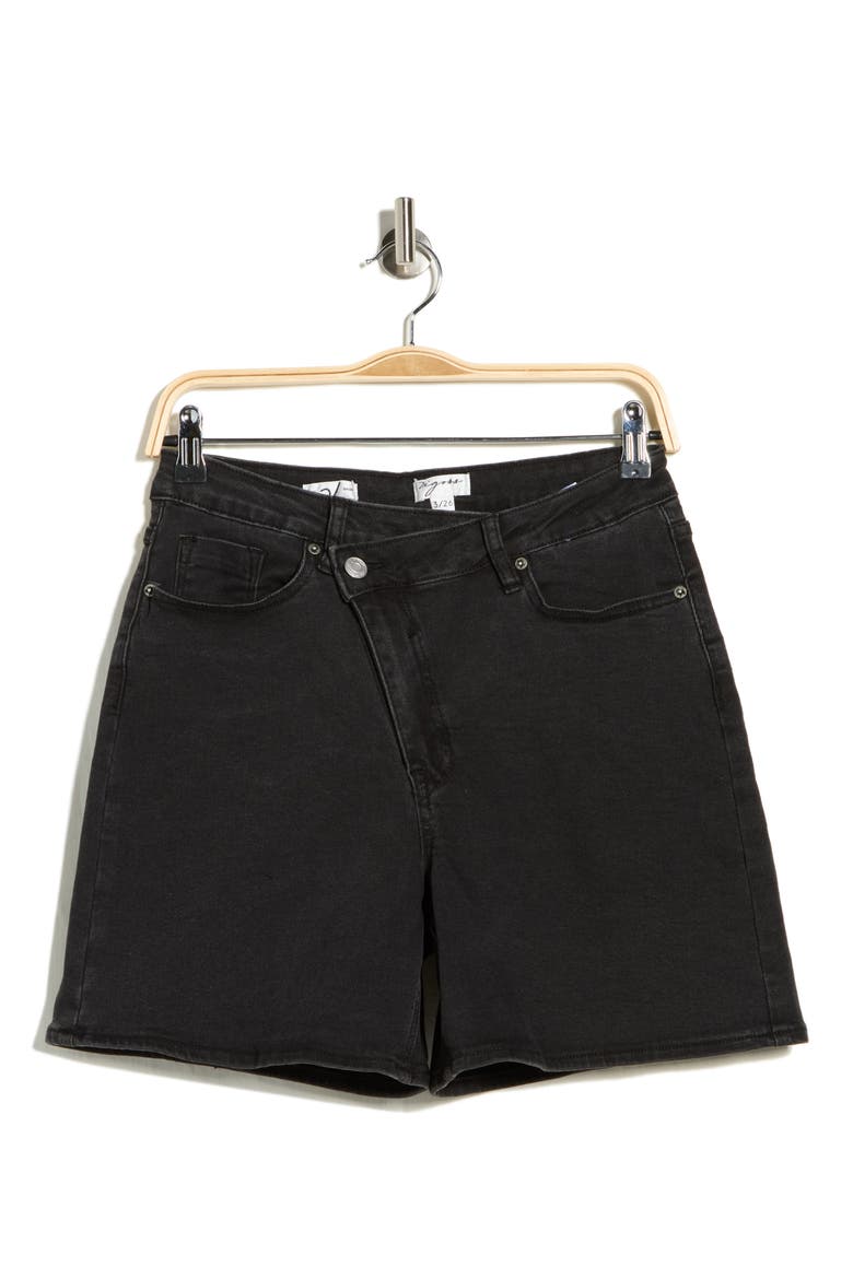 Cross Waist Bermuda Shorts, Alternate, color, WASHED BLACK