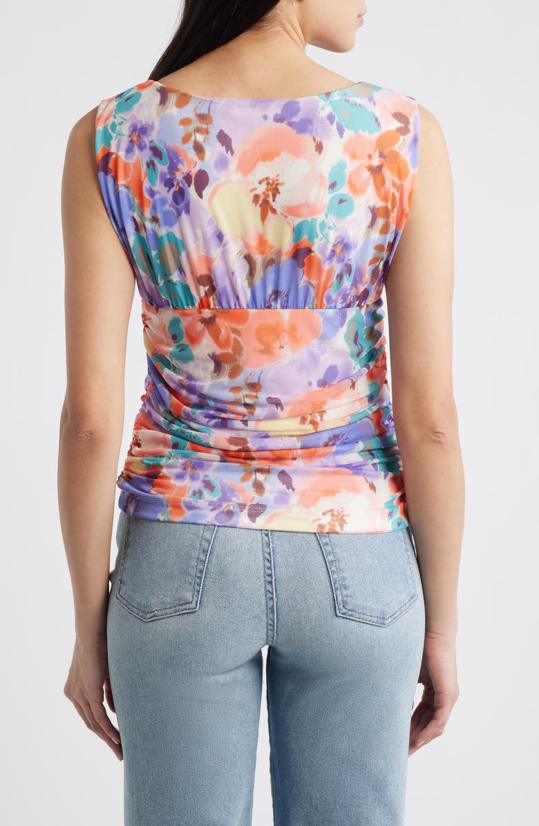 Loveappella Ruched Empire Waist Sleeveless Top, Alternate, color, Coral