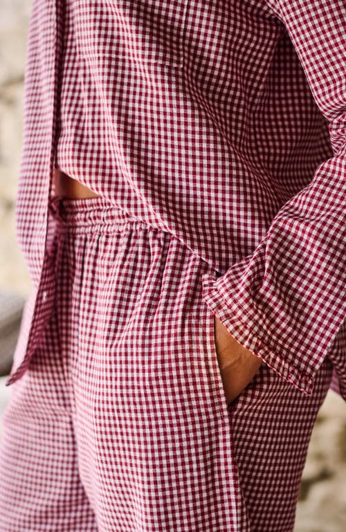 Christy Gingham Ruffle Yarn-dyed Pyjamas In Pink