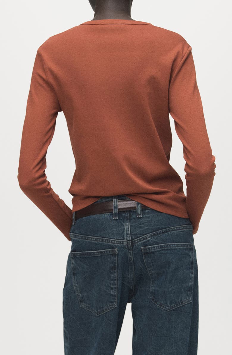MANGO Long Sleeve Cotton T-Shirt, Alternate, color, Russet