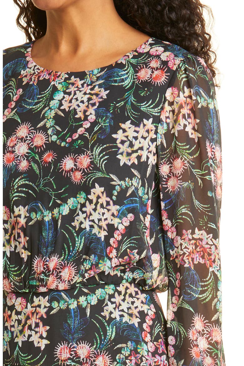 Isabel Fil Coupé Silk Blend Midi Dress, Alternate, color, NOIR STARBURST