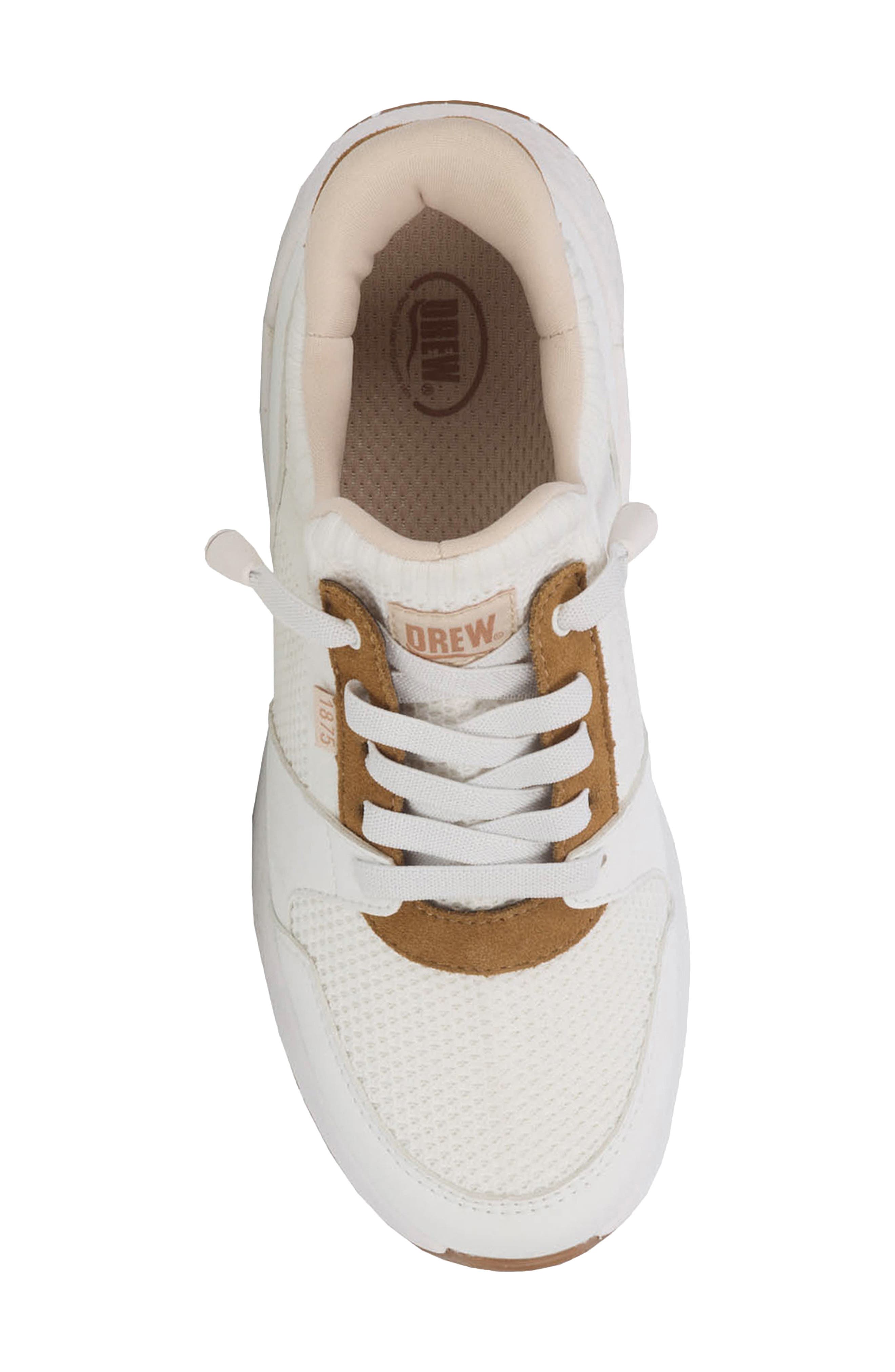 DREW Bobbie Lace-up Sneaker, Alternate, color, White Suede Combo