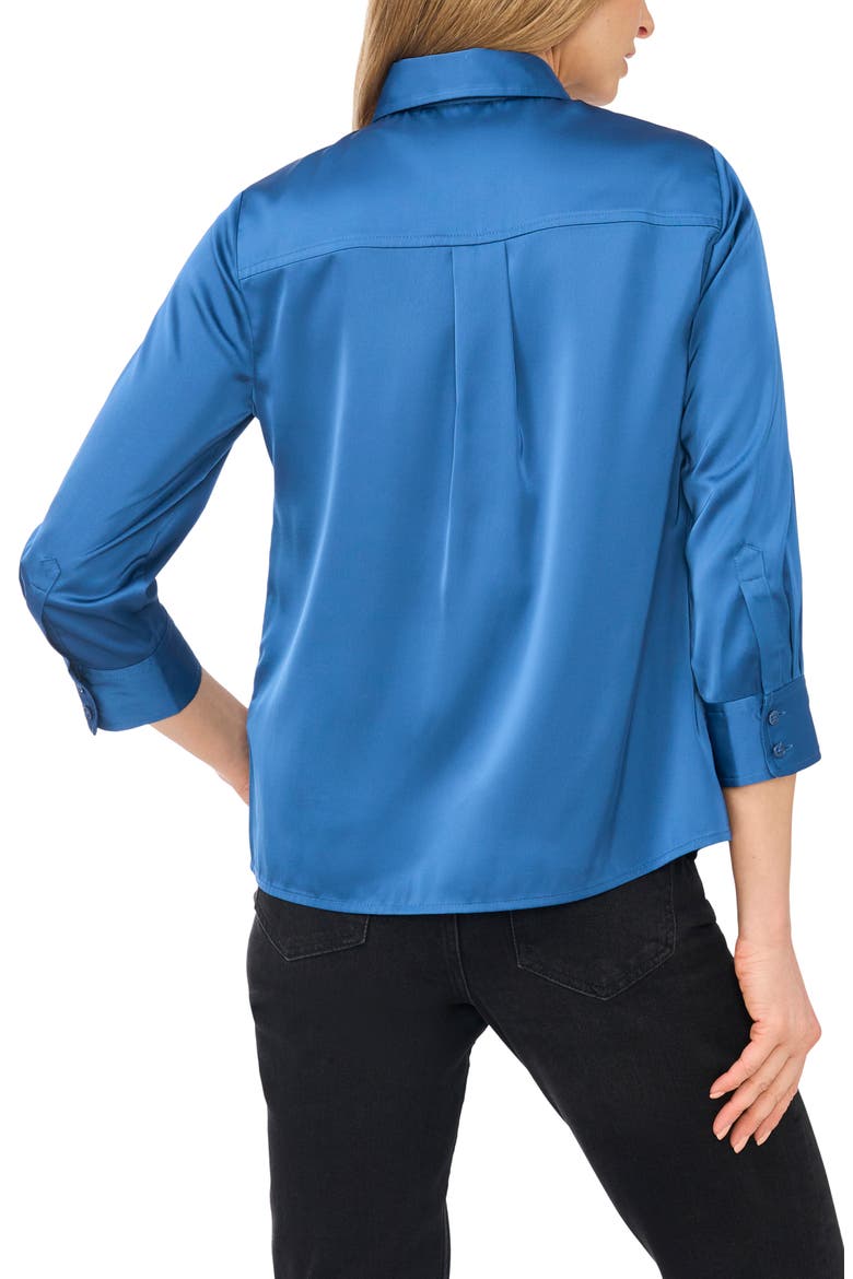 Button Front Satin Shirt, Alternate, color, BLUE HAZE