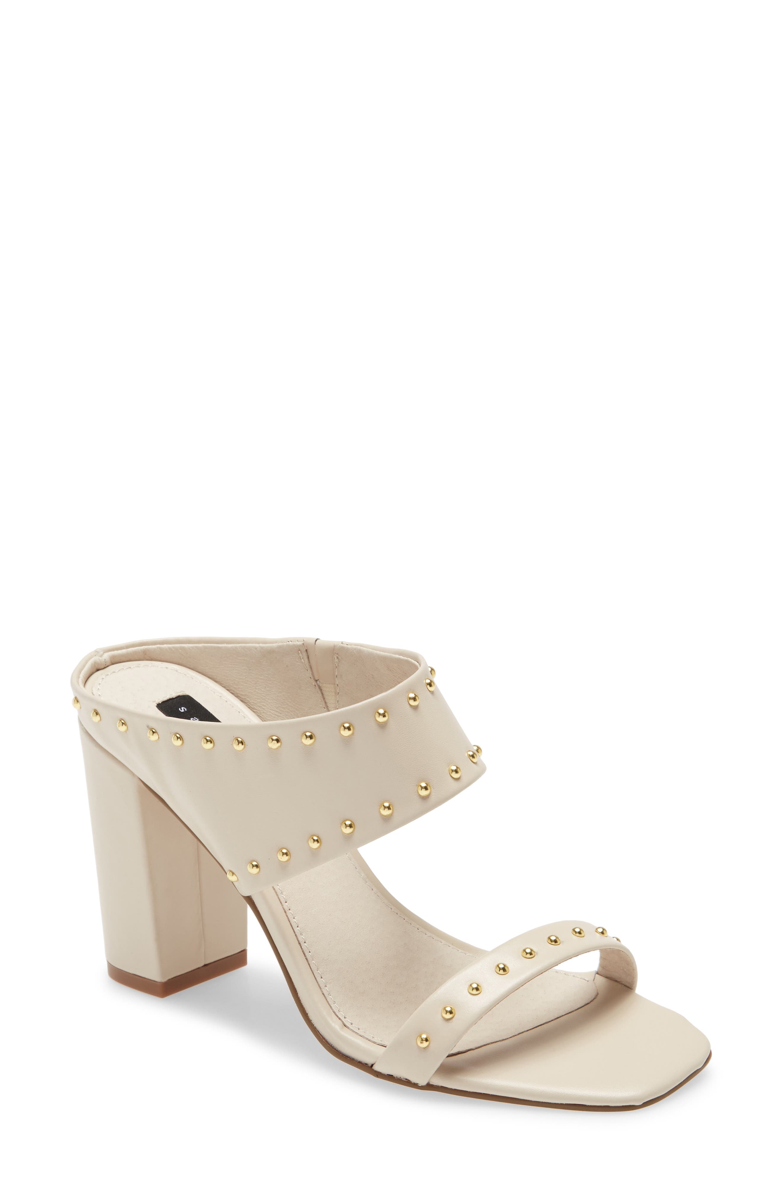 Spears Studded Slide Sandal, Main, color, BONE LEATHER