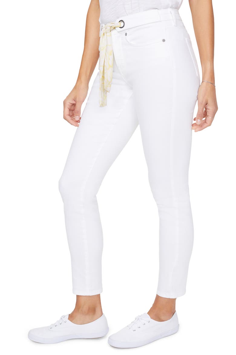 Alina High Waist Scarf Tie Legging Ankle Skinny Jeans, Alternate, color, OPTIC WHITE
