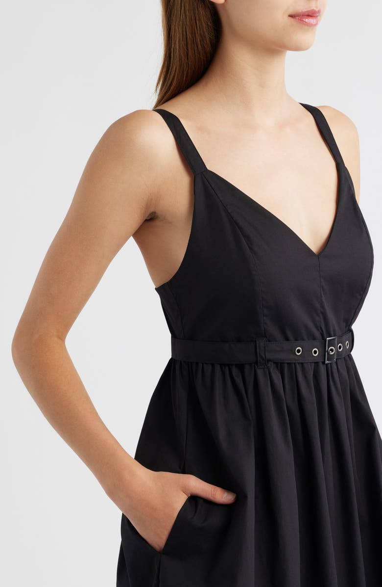 Steve Madden Juno Halter Neck Cotton Dress, Alternate, color, Black