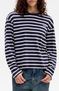 BDG Urban Outfitters Kai Stripe Long Sleeve Cotton Dad T-Shirt