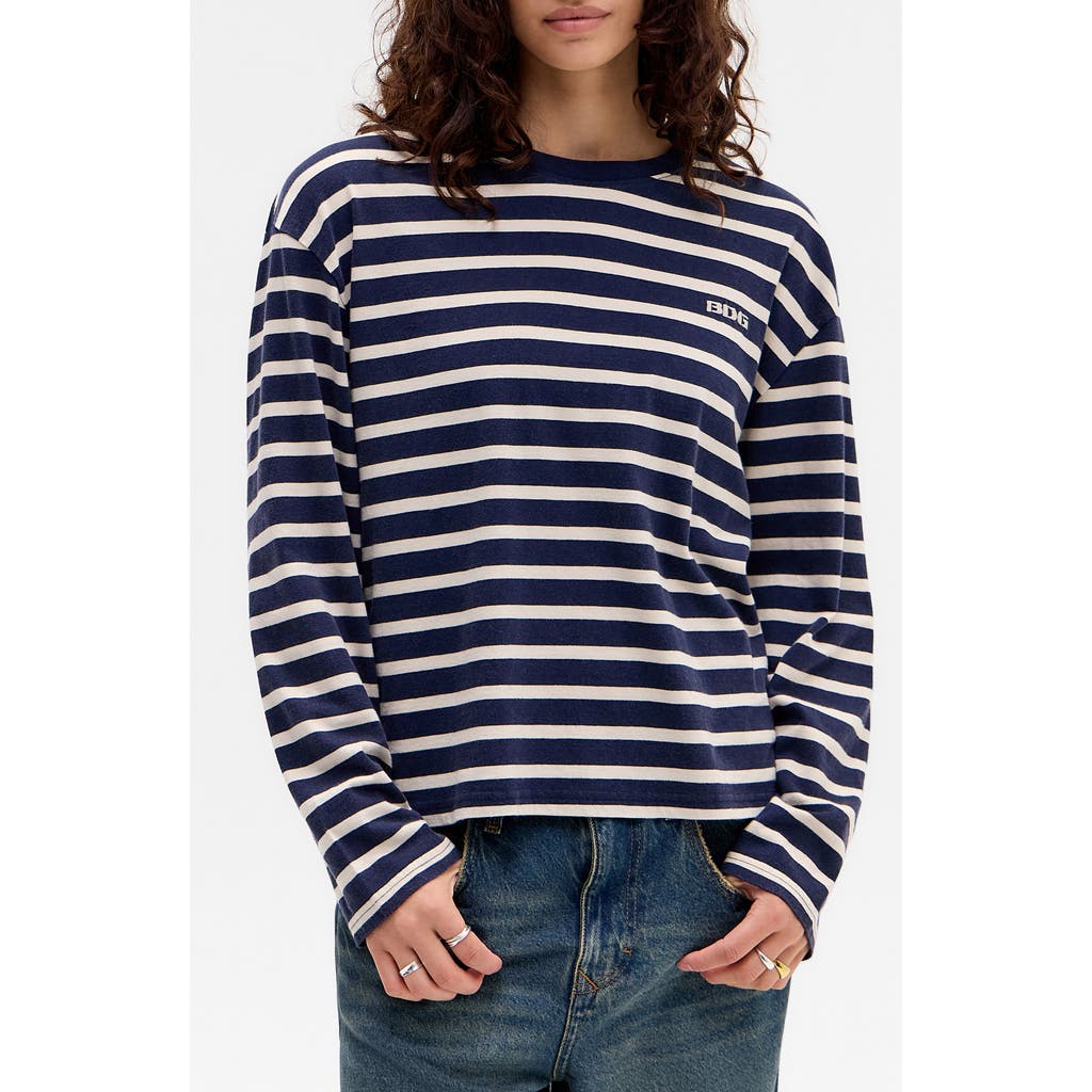 Bdg Urban Outfitters Kai Stripe Long Sleeve Cotton Dad T-shirt In Blue