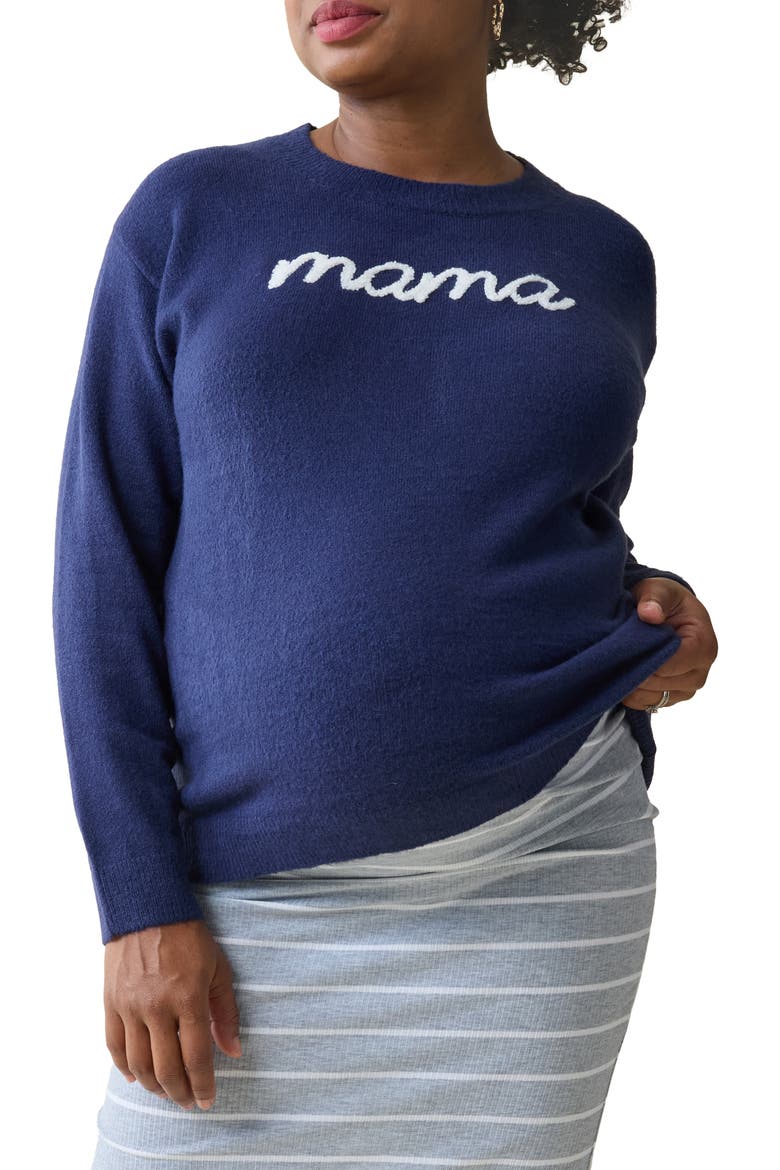 Mama Maternity Sweater, Alternate, color, NAVY