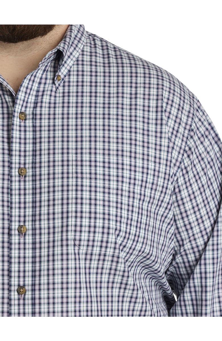 Harbor Bay by DXL Big & Tall Easy-Care Plaid Sport Shirt, Alternate, color, Purple Multi