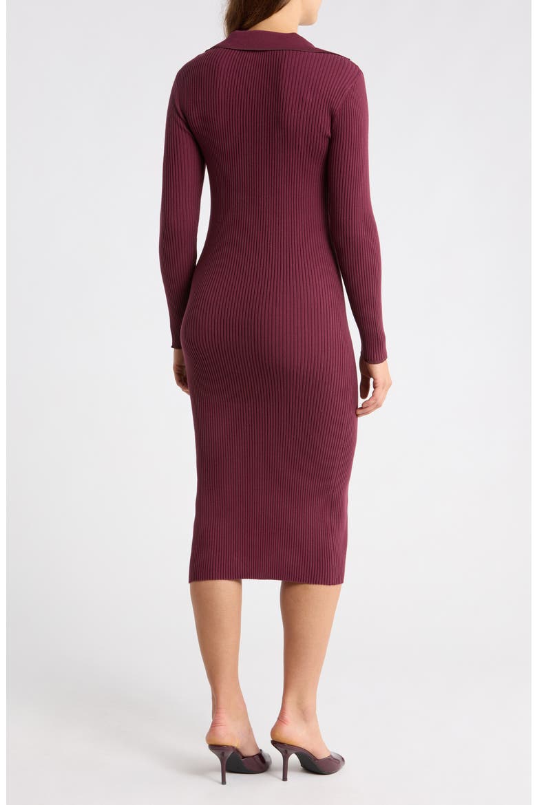 Long Sleeve Rib Polo Dress, Main, color, SYRAH
