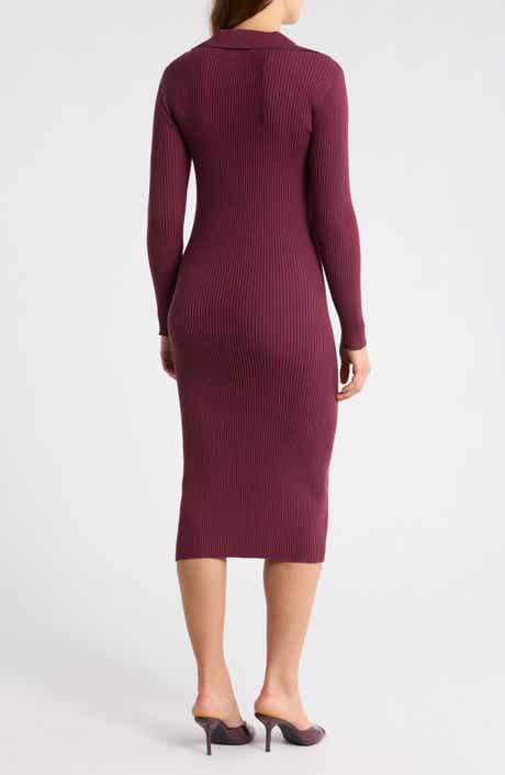 Long Sleeve Rib Polo Dress