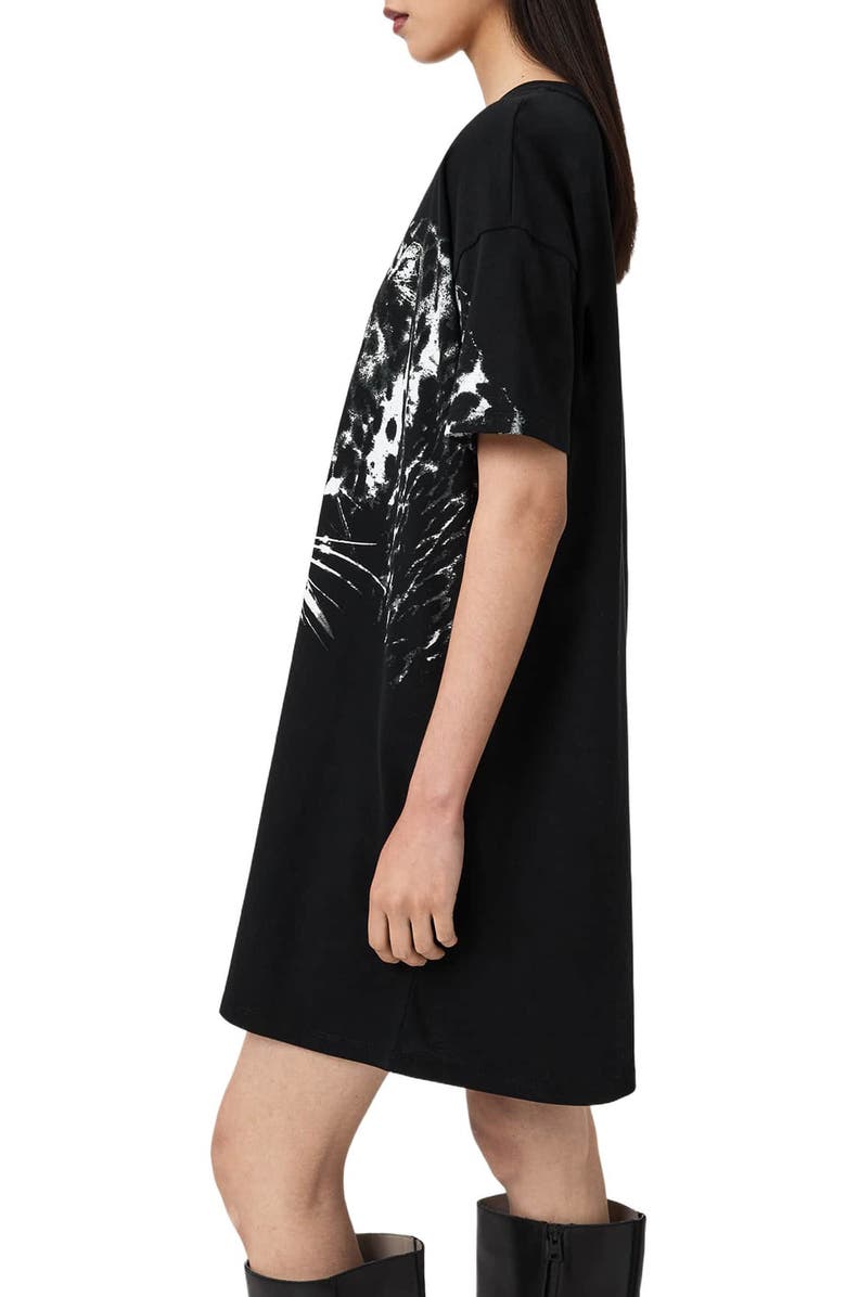 AllSaints Zaya Graphic Print Cotton T-Shirt Dress, Alternate, color, Black